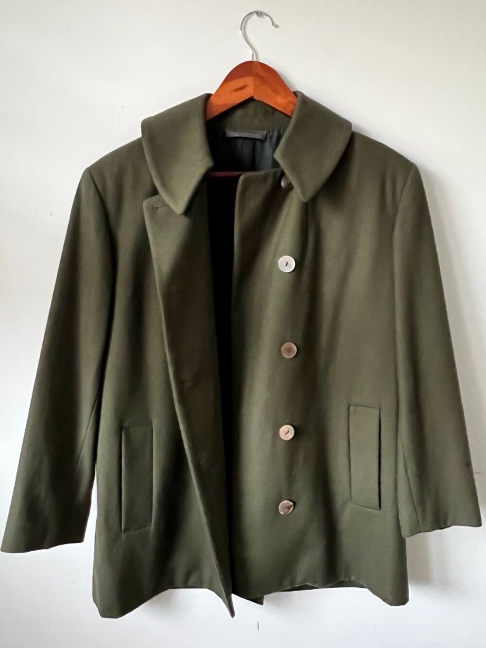 Alberta Ferretti Green Olive Cashmere/Wool Coat Jacket S/M